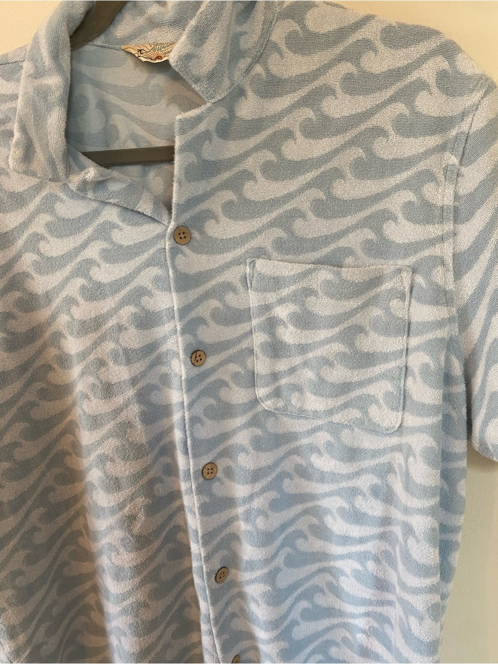 Faherty Cabana Towel Terry Shirt - In Endless Peaks -Blue resort wear - vacation - Picture 9 of 10